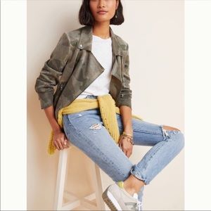 Anthropologie lightweight camo moto jacket size L